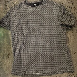 Giorgio Armani Black and Gray Chevron T-Shirt - 54 (XXL)